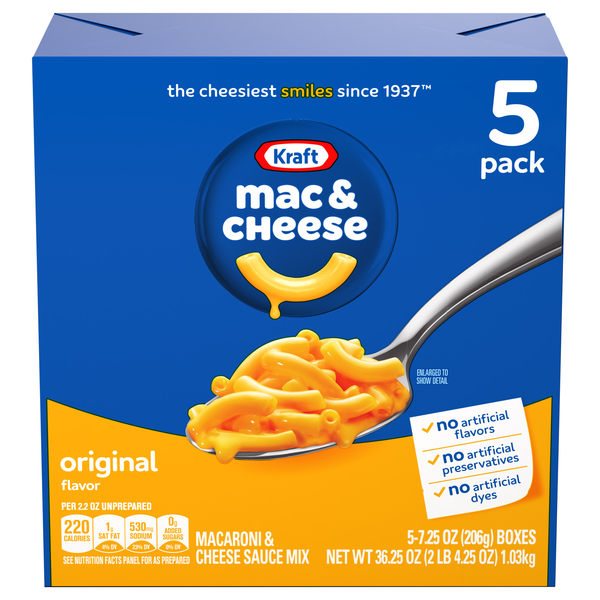 Kraft Original Flavor Mac & Cheese Dinner - 5 ct