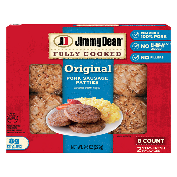 Jimmy Dean Fully Cooked Original Pork Breakfast Sausage Patties - 8 ct