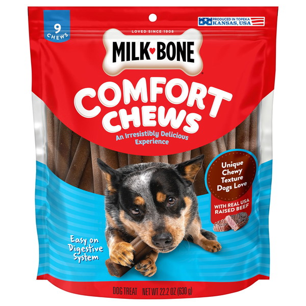 Milk-Bone Comfort Chews Raised Beef Dog Treats - 9 ct