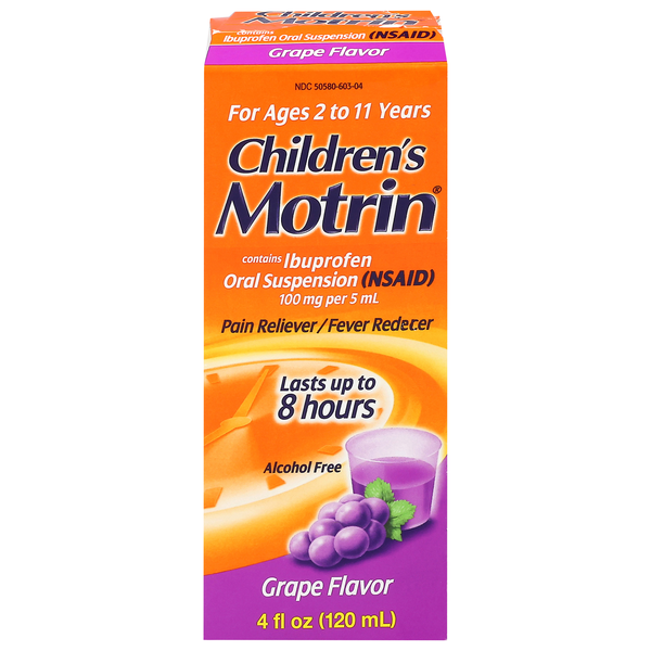 Motrin Children's Pain Fever Grape Ibuprofen Oral Suspension