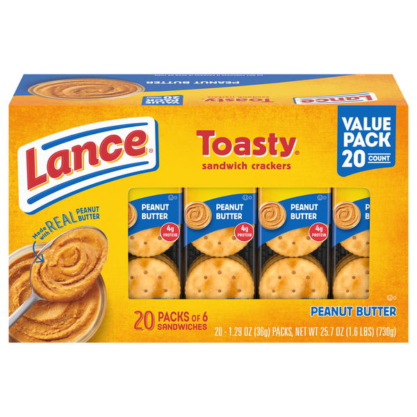 Lance Toasty Peanut Butter Sandwich Crackers Value Pack - 20 ct