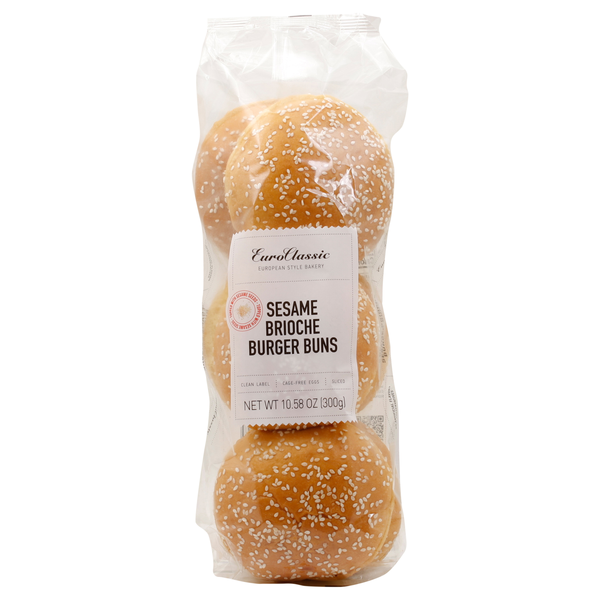 Euro Classic Sesame Brioche Burger Buns - 6 ct