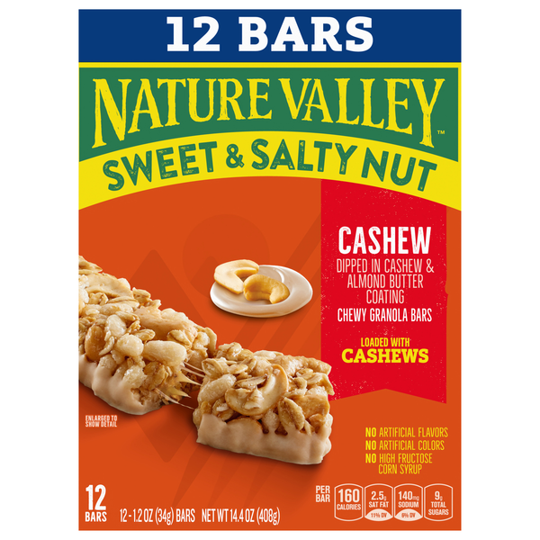 Nature Valley Sweet & Salty Nut Chewy Cashew Granola Bars - 12 ct