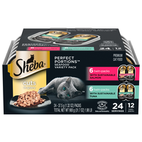 SHEBA Perfect Portions Cuts Seafood Variety Wet Cat Food - 12 Twin Packs