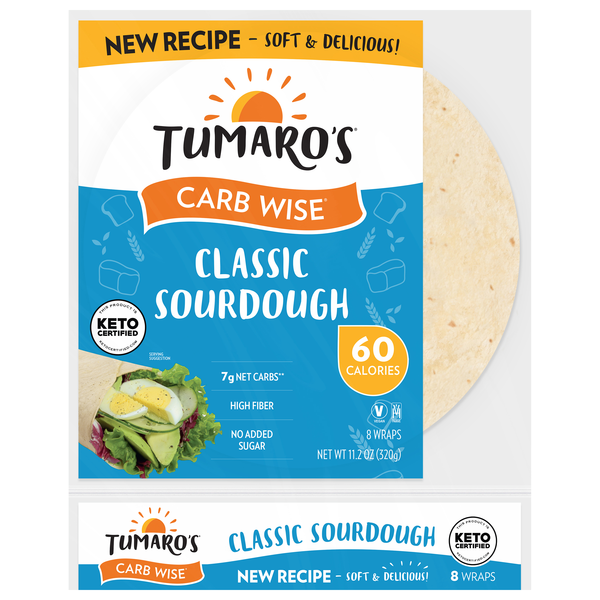 Tumaro's Carb Wise Classic Sourdough Wraps - 8 ct