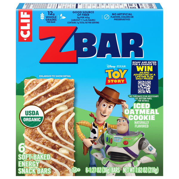 CLIF Zbar Organic Iced Oatmeal Cookie Soft Baked Energy Snack Bars - 6 ct