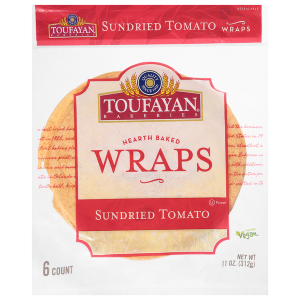 Toufayan Sun-Dried Tomato Wraps - 6 ct