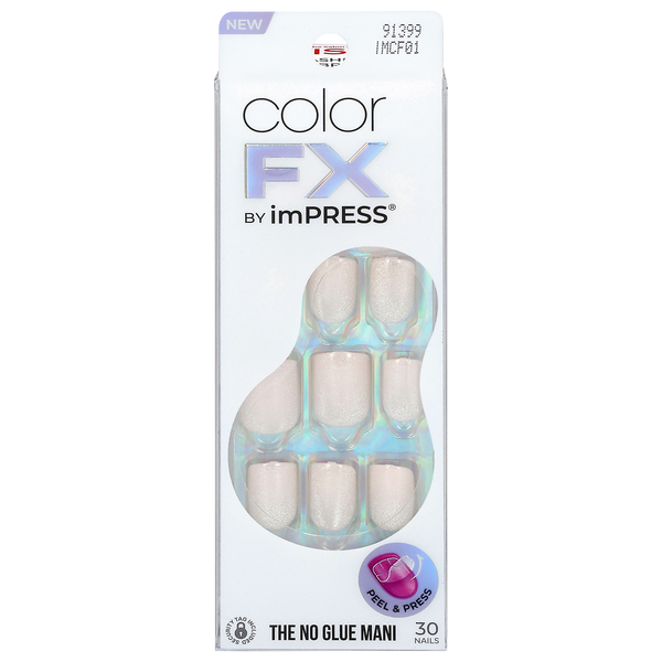 imPRESS Color FX No Glue Mani Press On Nails White Glitter