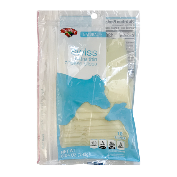 Hannaford Natural Swiss Cheese Extra Thin Slices - 18 ct