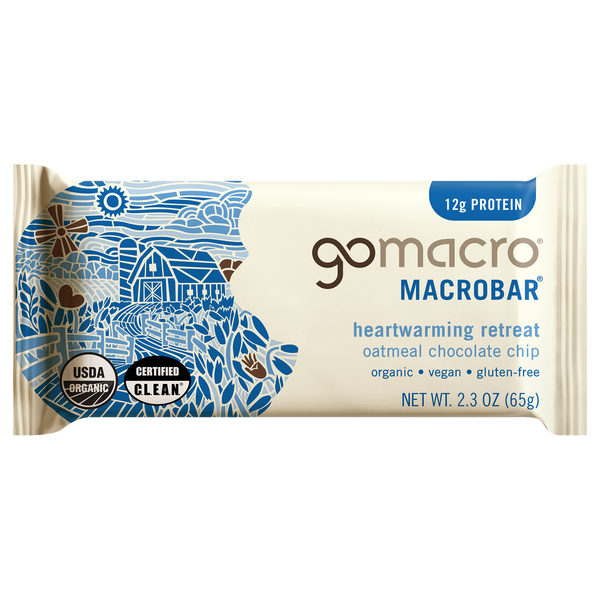 GoMacro Organic Gluten Free Oatmeal Chocolate Chip 12g Protein MacroBar