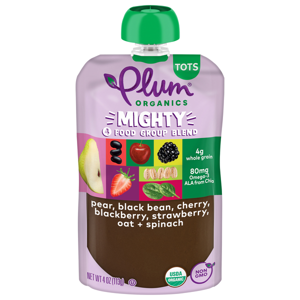 Plum Organics Tots Mighty Pear Black Bean Cherry Blackberry Strawberry Oat