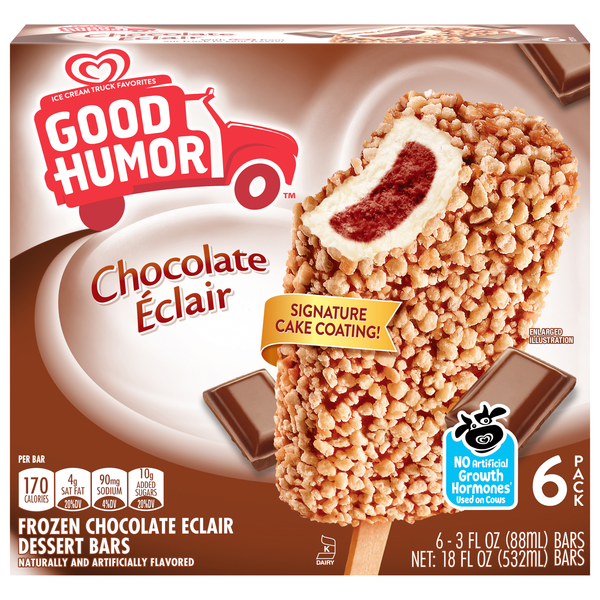Good Humor Chocolate Eclair Frozen Dessert Bars - 6 ct