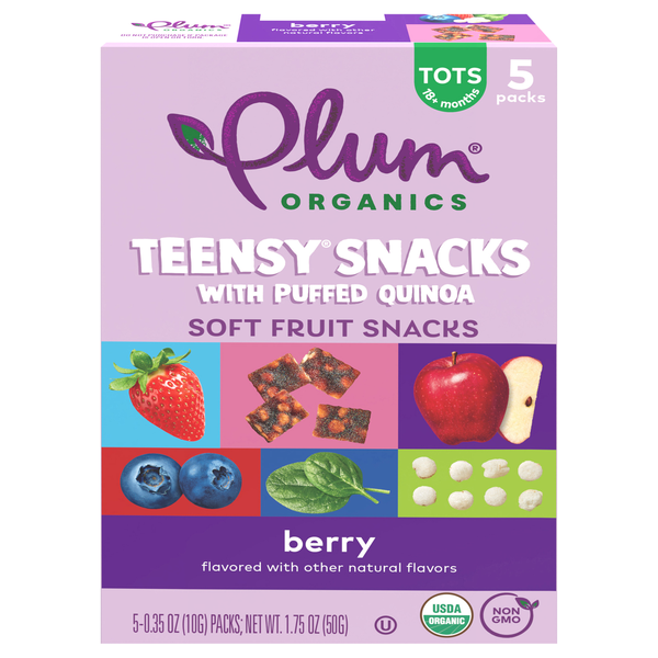 Plum Organics Teensy Berry Fruit Snacks with Puffed Quinoa - 5 ct