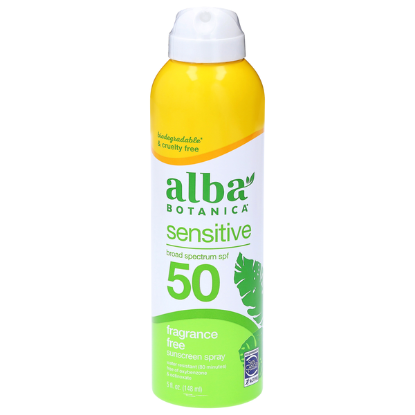 Alba Botanica Fragrance Free Sensitive Sunscreen Spray SPF 50