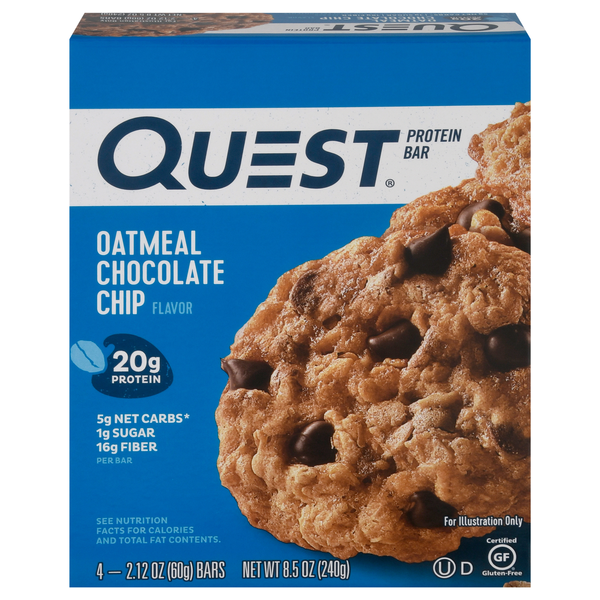 Quest Keto Friendly Oatmeal Chocolate Chip 20g Protein Bar - 4 ct