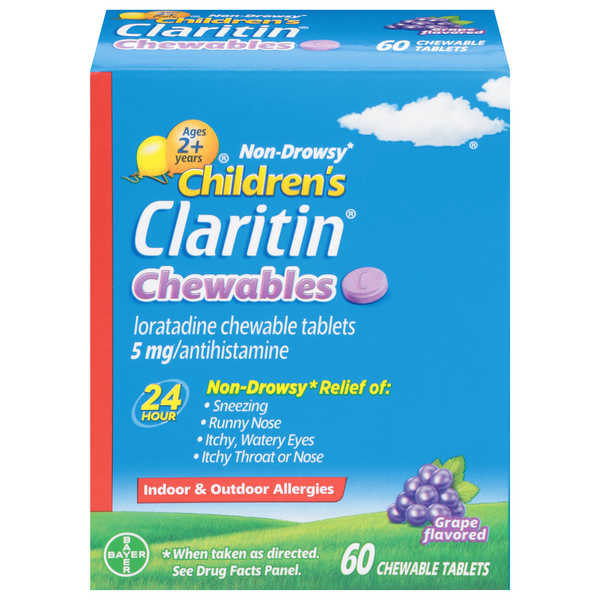 Claritin Children's Non Drowsy 24 Hour Allergy Grape Chewable Tablets