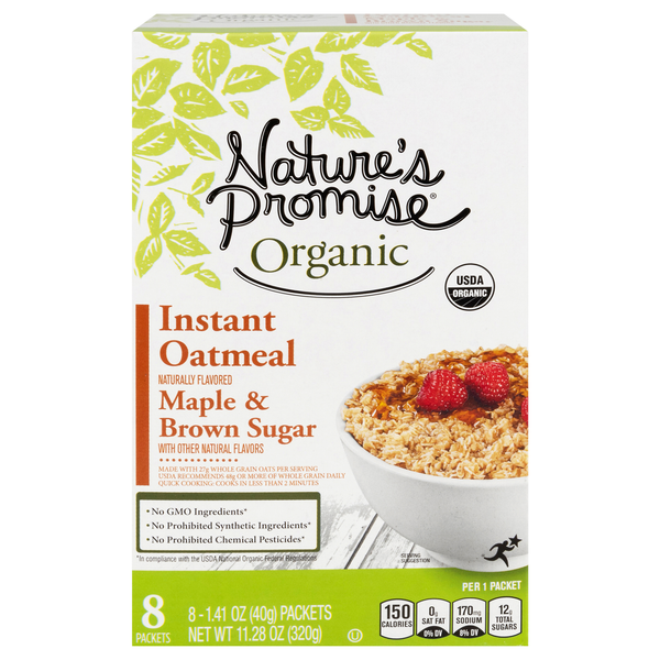 Nature's Promise Organic Maple & Brown Sugar Instant Oatmeal - 8 ct