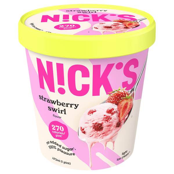 N!ck's No Added Sugar Light Strawberry Swirl Ice Cream