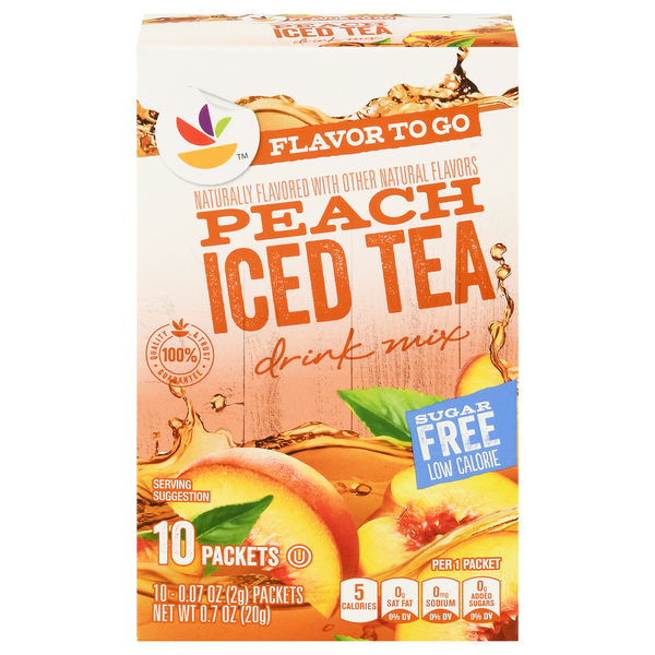 Stop & Shop Sugar Free Peach Flavor Iced Tea Drink Mix Packets - 10 ct
