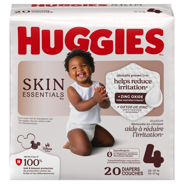 Huggies Skin Essentials Size 4 Baby Diapers 22-37 lbs