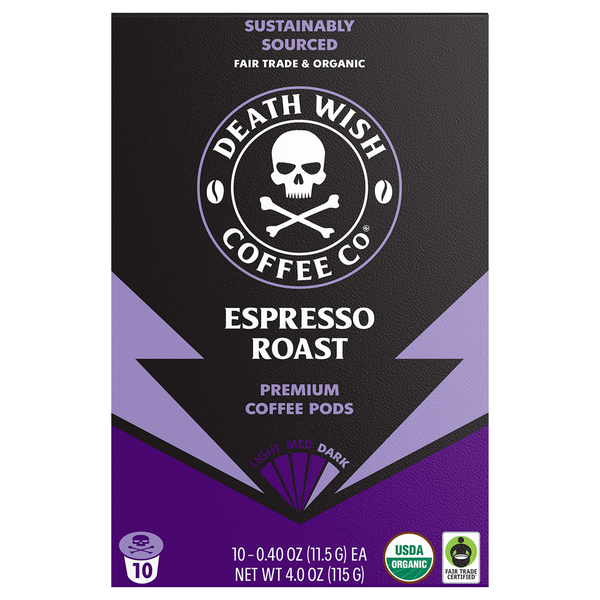 Death Wish Espresso Roast Dark Roast Single Serve Coffee Pods