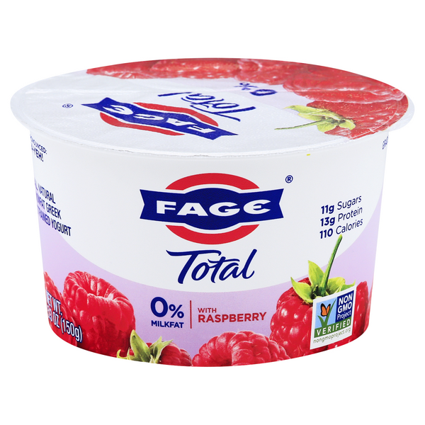 Save on Fage Total Greek Strained Yogurt with Raspberry 0 Milkfat