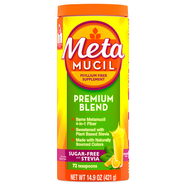 MetaMucil Sugar Free Orange Premium Blend Psyllium Fiber Supplement