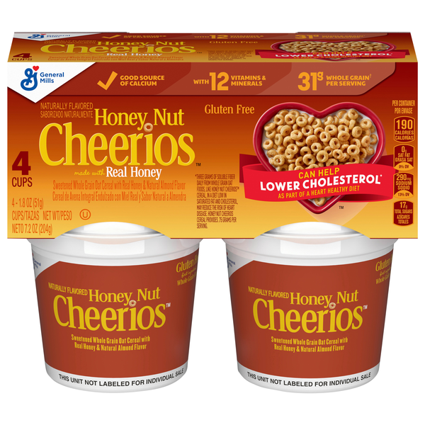 Cheerios Gluten Free Honey Nut Cereal Cups - 4 ct