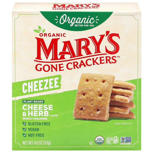 Mary's Gone Crackers Organic Cheezee Plant Based Cheese & Herb Crackers