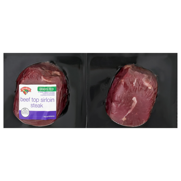 Hannaford Grass-fed Beef Top Sirloin Steak - 2 ct Fresh
