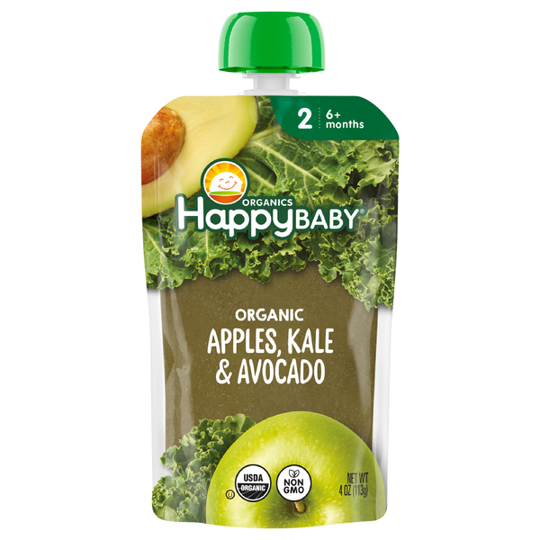 Happy Baby Organics 2 Baby Food Apples Kale & Avocados