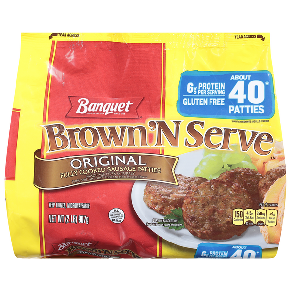 Banquet Brown 'N Serve Original Breakfast Sausage Patties apx 40 ct Frozen