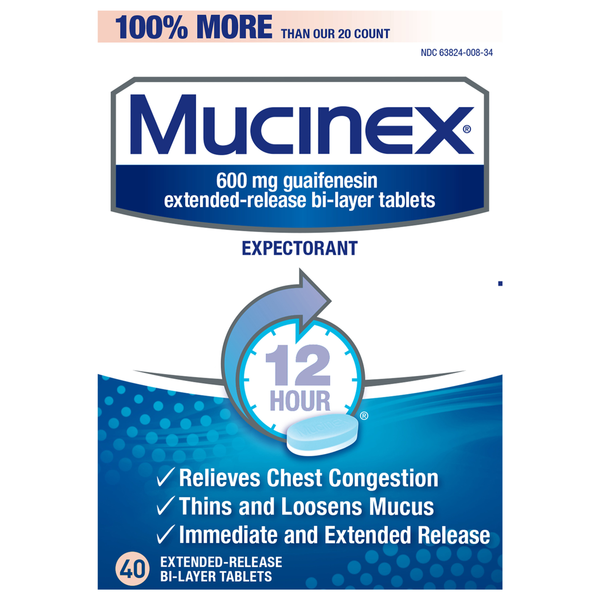 Mucinex Expectorant Chest Congestion 12 Hour Extended Release Tablets