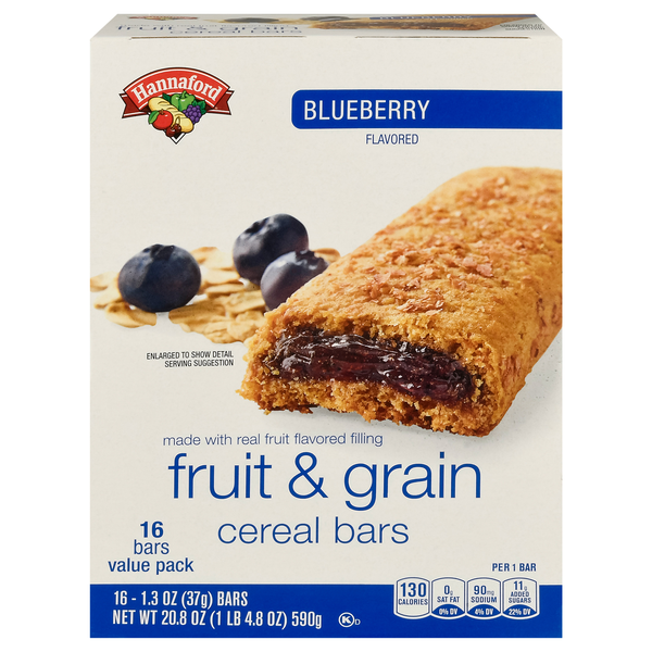 Hannaford Blueberry Fruit & Grain Cereal Bars - 16 ct