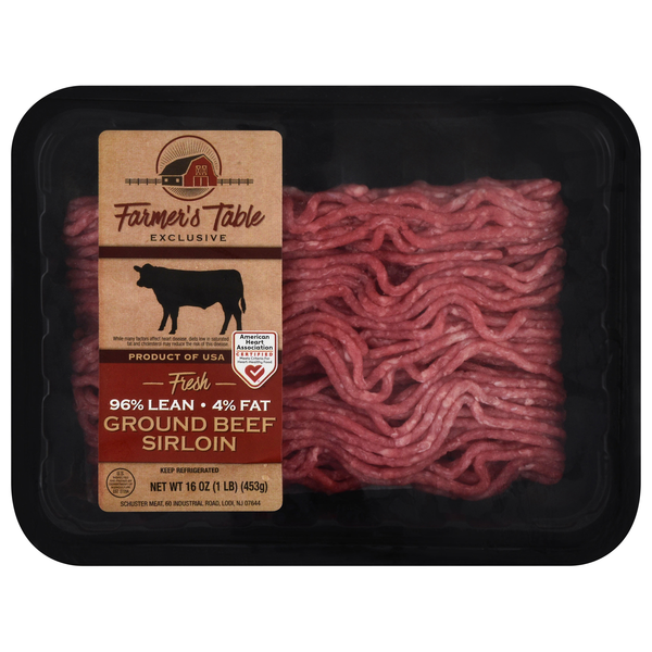 Farmer's Table 96% Lean 4% Fat Ground Beef Sirloin Fresh