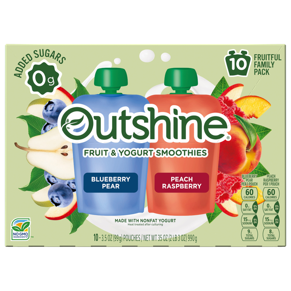 Outshine Blueberry Pear & Peach Raspberry Fruit & Yogurt Smoothies - 10 ct