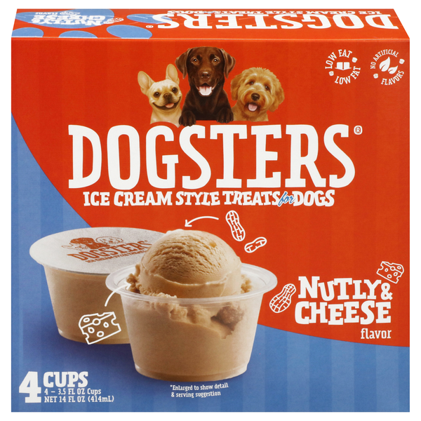 DOGSTERS Nutly & Cheese Flavor Ice Cream Style Treats for Dogs 4 ct Frozen