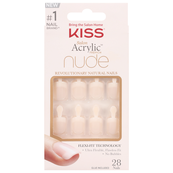 Kiss Salon Acrylic Nude French Nails Real Short