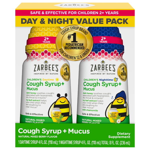 Zarbee's Children's Mixed Berry Day & Night Cough Syrup + Mucus - 2 ct