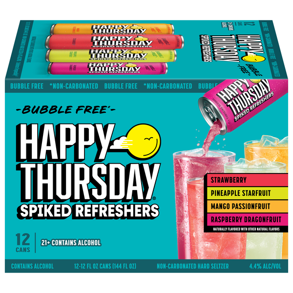 Happy Thursday Bubble Free Spiked Refreshers Variety - 12 pk