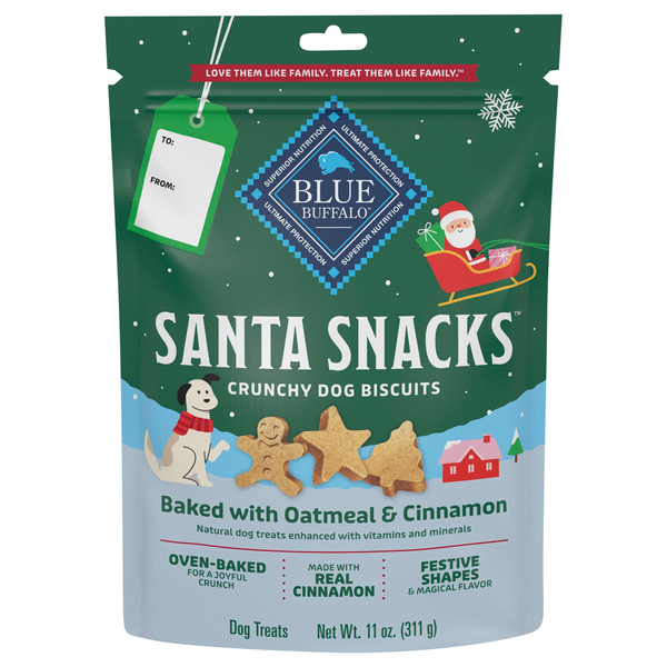 Blue Buffalo Santa Snacks Natural Oatmeal & Cinnamon Crunchy Dog Biscuits