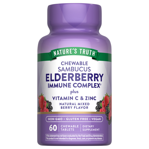 Nature's Truth Mixed Berry Sambucus Black Elderberry Chewable Tablets