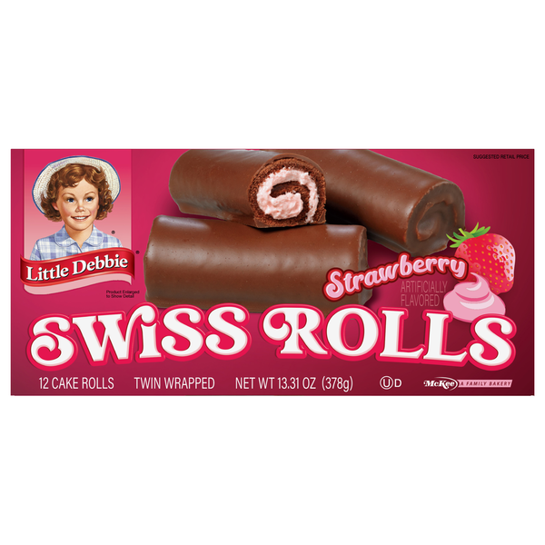 Little Debbie Strawberry Swiss Rolls Snack Cakes Family Size - 12 ct