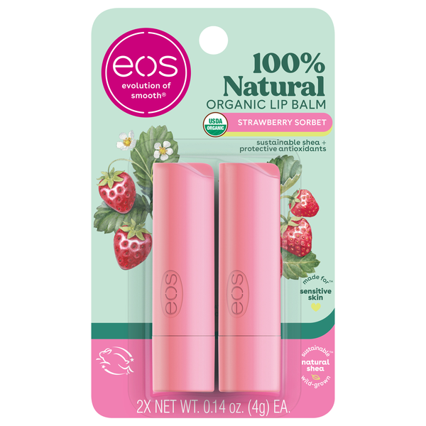 eos Organic Strawberry Sorbet Shea Lip Balm - 2 ct