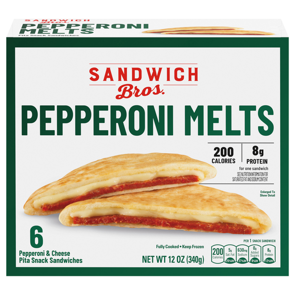 Sandwich Bros. Pepperoni Melts Pita Snack Sandwiches - 6 ct Frozen