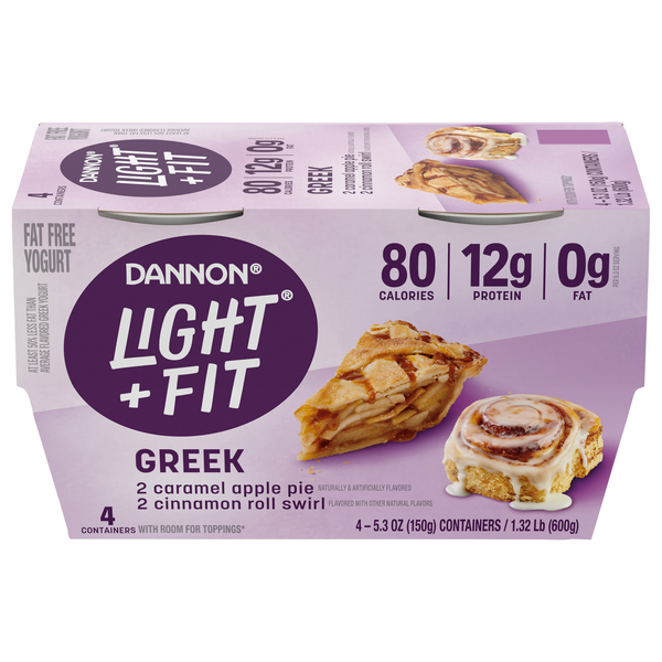 Dannon Light + Fit Fat Free Apple Pie & Cinnamon Roll Greek Yogurt - 4 ct