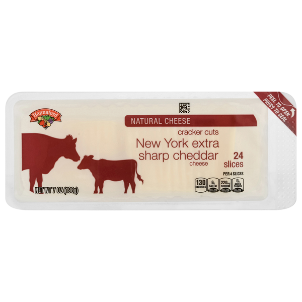 Hannaford Cracker Cuts New York Extra Sharp Cheddar Cheese Slices - 24 ct