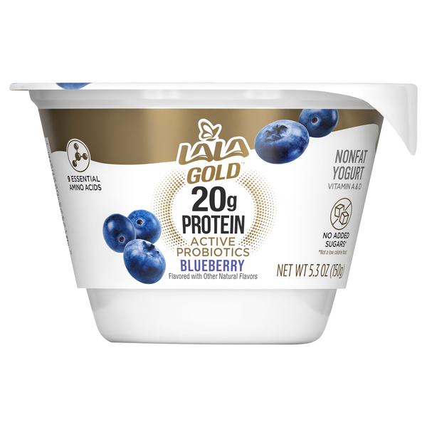 LALA Gold Non Fat Blueberry 20g Protein Yogurt Cup