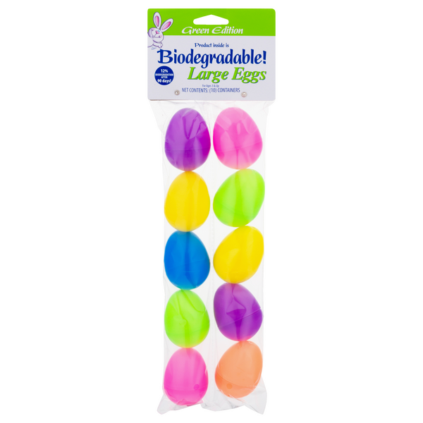 Fun World Green Edition Biodegradable Plastic Easter Eggs Large