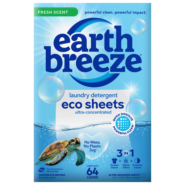 Earth Breeze Fresh Scent Eco Laundry Detergent Sheets